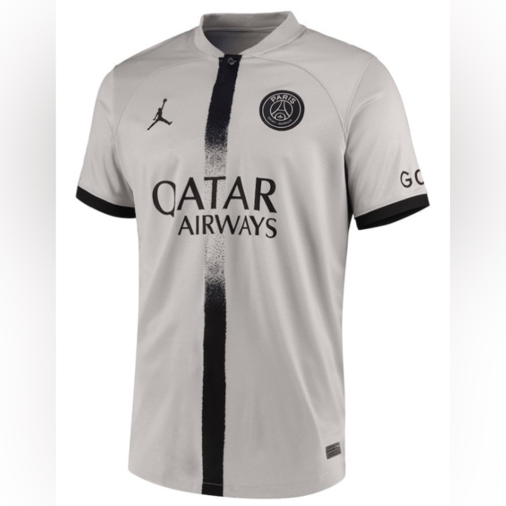 Jordan PSG 22/23 Gray and Black Soccer Away Jersey -Mbappé